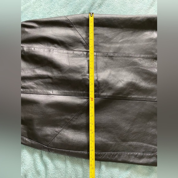 Leather Skirt Black Mini Vintage Real Genuine Leather - Picture 7 of 12
